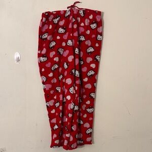 Red Pajama Pants with Hello Kitty Print